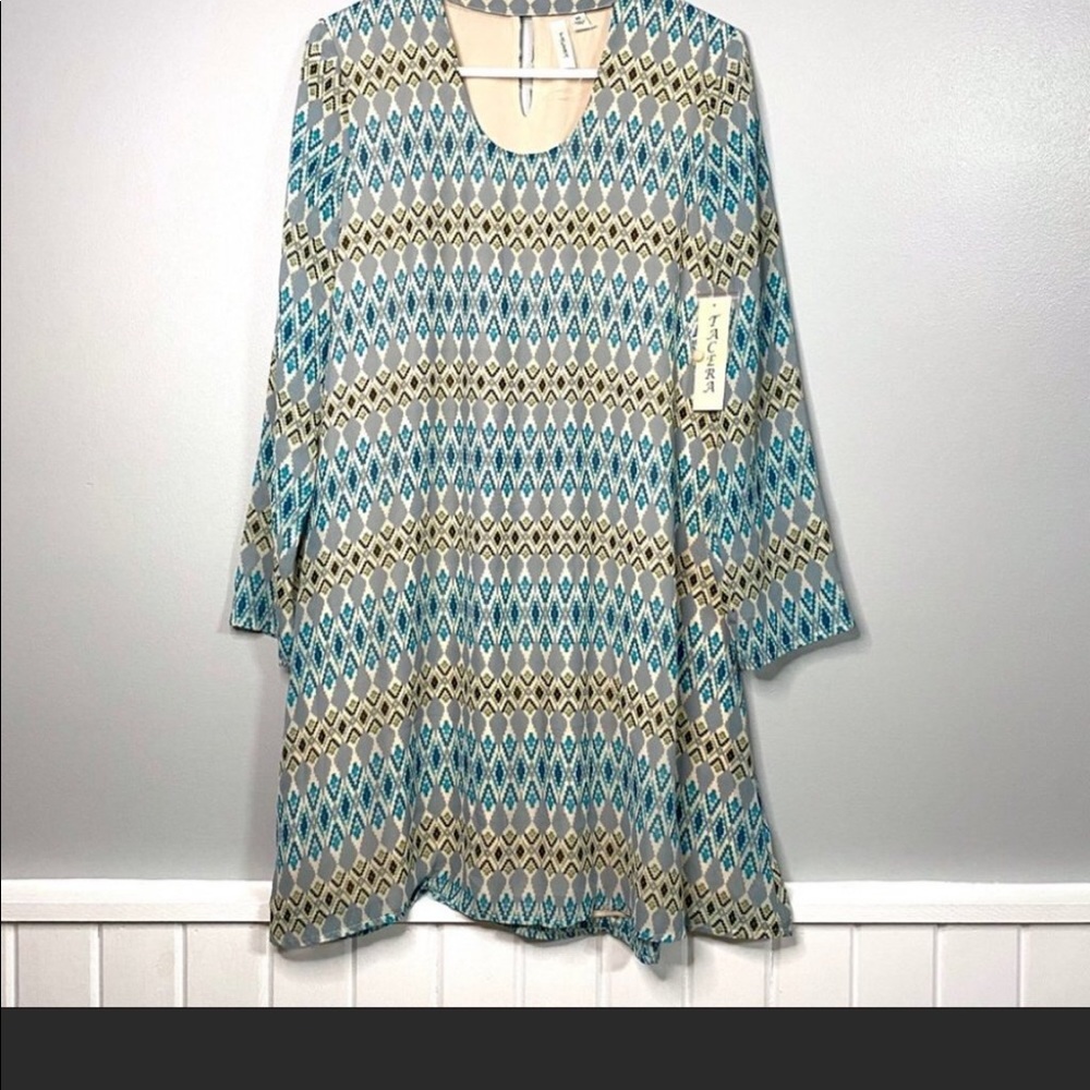 COPY - Tacera M long sleeved shift dress gray blue 239B7